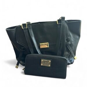 Nicole Miller Black Purse and Matching Wallet